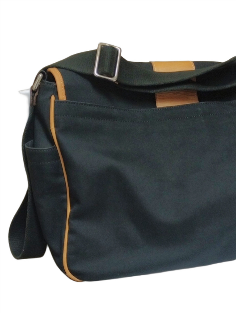 COACH "HUDSON" MESSENGER LAPTOP BUSINESS TRAVEL BLACK BAG WITH TAN LEATHER TRIM - Picture 5 of 16